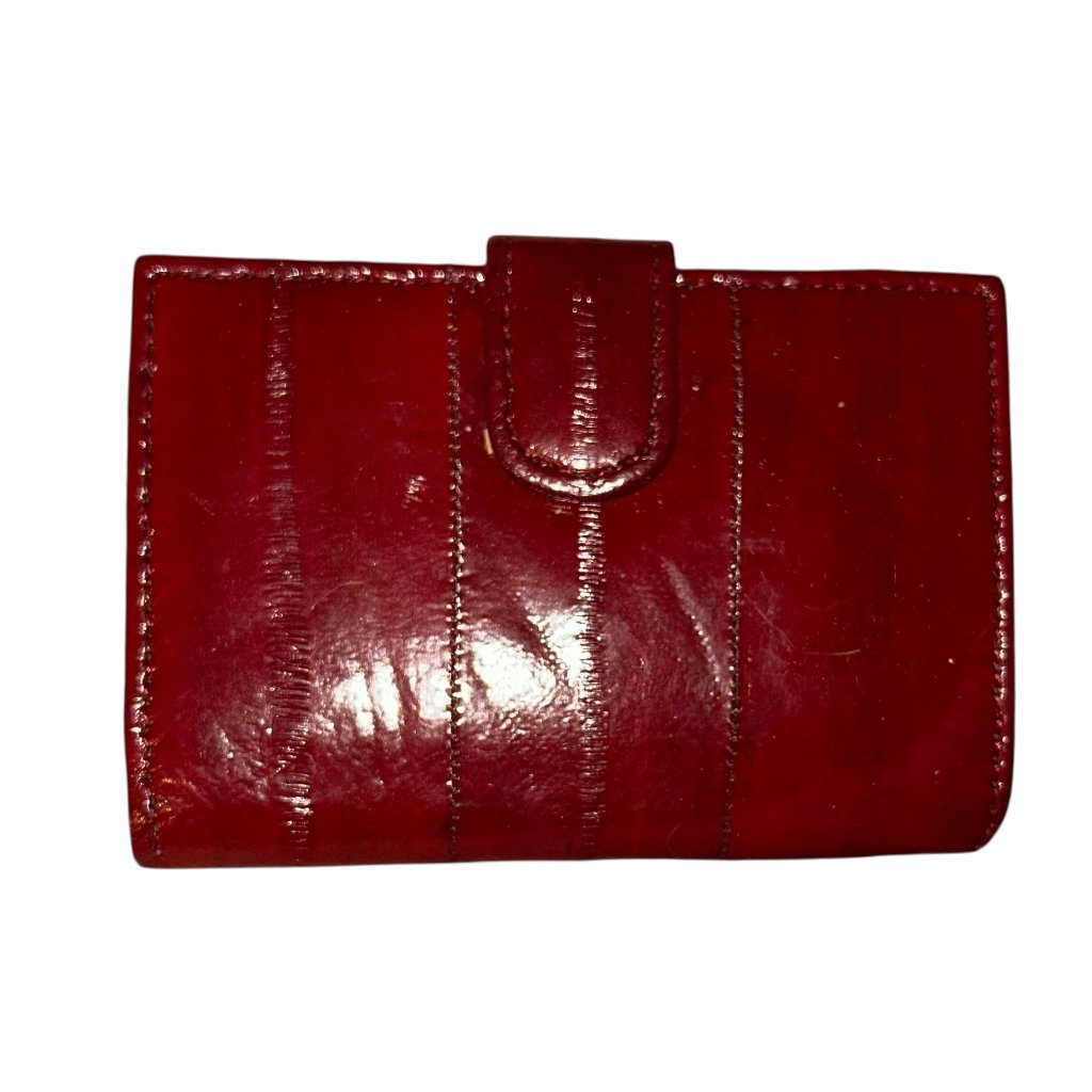Vintage 100 Eel Skin Red Wallet Card Picture Holder Vintage 100 Eel Skin Red Wallet Card Picture Holder